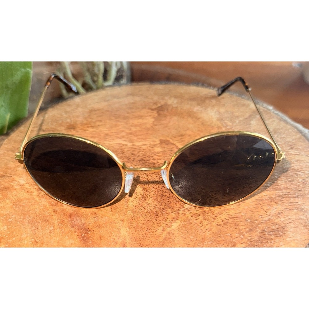HM Round Gold Metal Sunglasses Black Tinted Lenses 0369796 3 271518